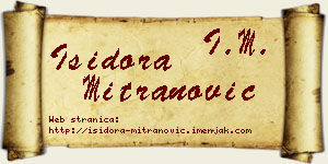 Isidora Mitranović vizit kartica